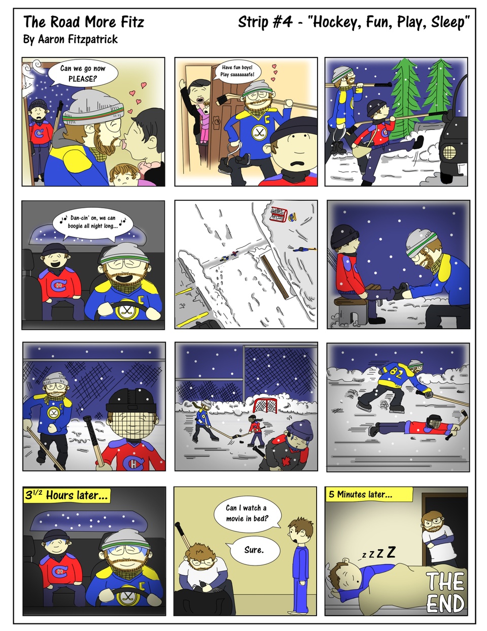 Strip #4:  'Hockey, Fun, Play, Sleep'