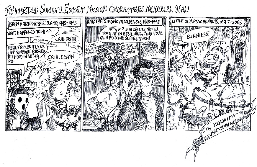 The Retarded Suicidal Escort Mission Characters Memorial Hall