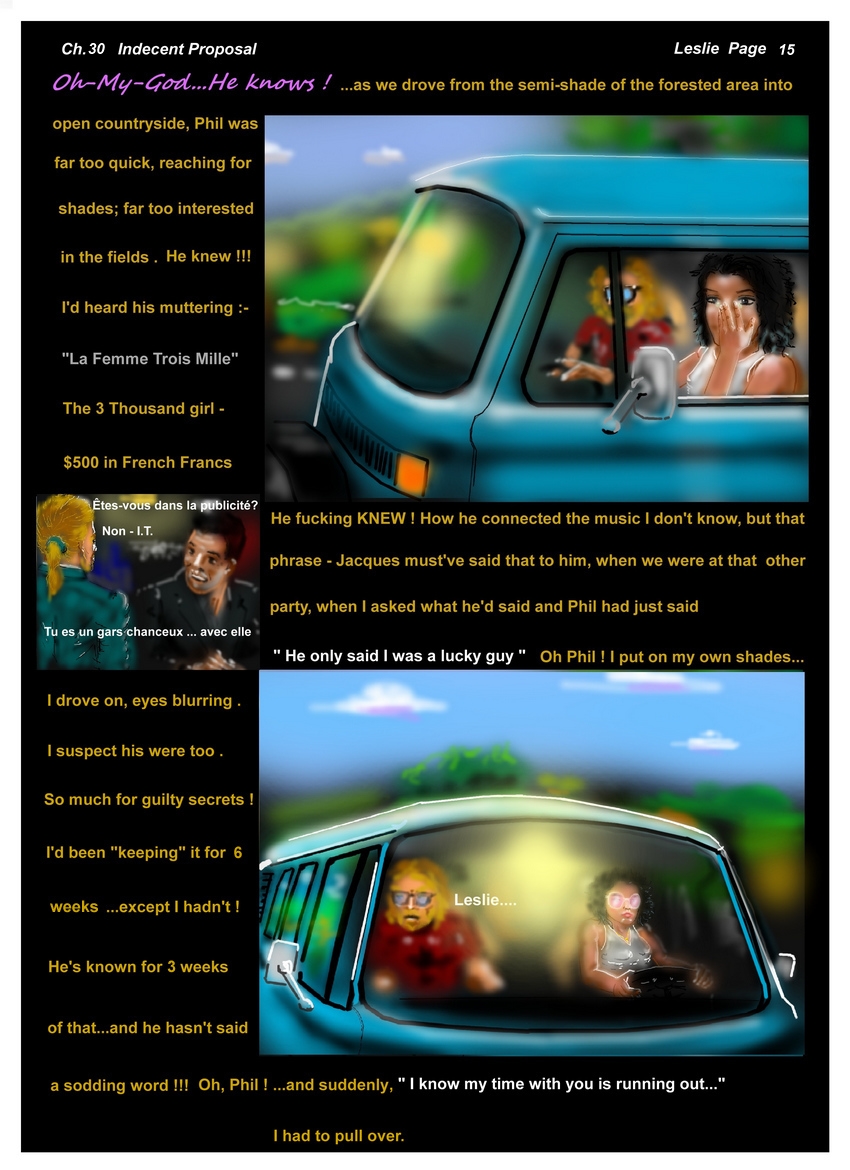 Ch. 30 "Indecent Proposal"   Leslie Page 15    "Oh my God - He knows !"