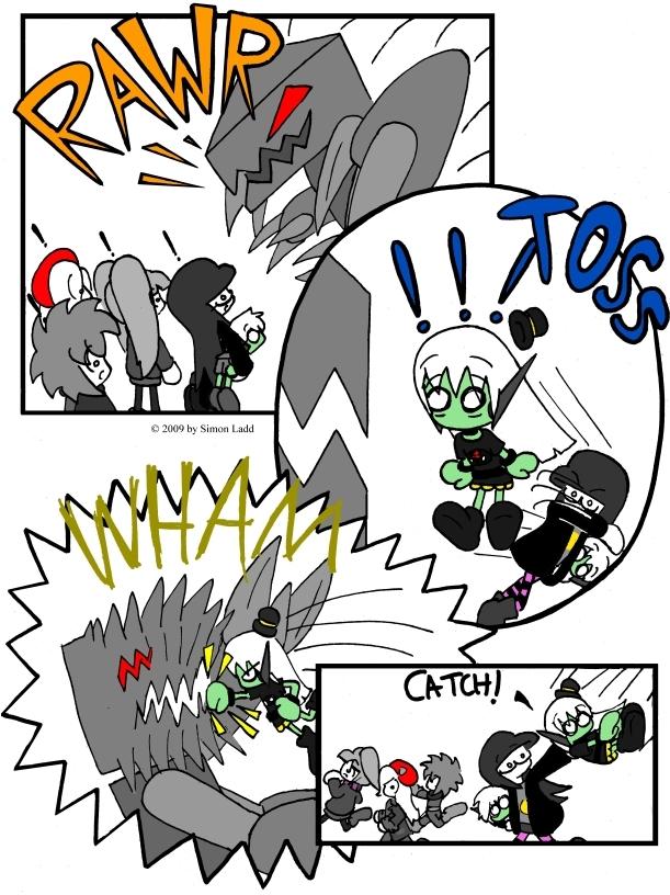 Page 187: Yes, "TOSS" is a sound effect.  Do not question.