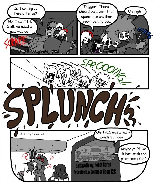 Page 228: Into the garbage shoot, flyboy!