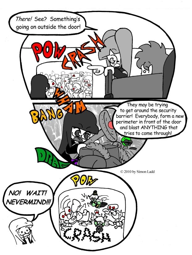 Page 251: Don't fire until you see the reds of their eyes?