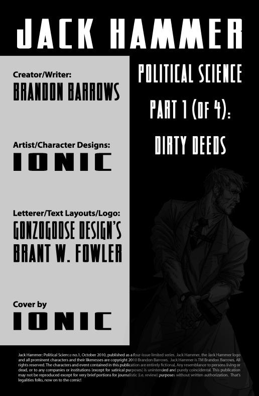 Jack Hammer: Political Science #1 Inside Front Cover