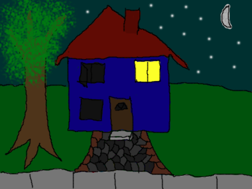 House at Night - now with actual stone cobbles!