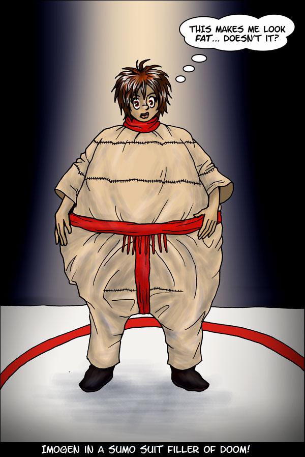 Filler: Imogen in a sumo suit!