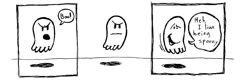 Lame ghost...so lame....ough! I just can't stand the lameness of this comic! AAAARGH!!   !