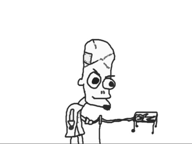 really messed up scientist, i think he's reviving a baby?
