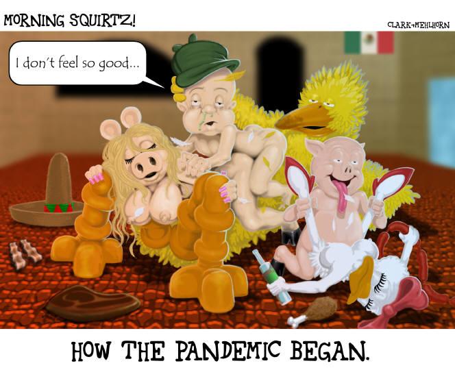 Swine flu Avian flu pandemic plus mrs piggy porky elmer big bird & daisy duck having hot sex orgy