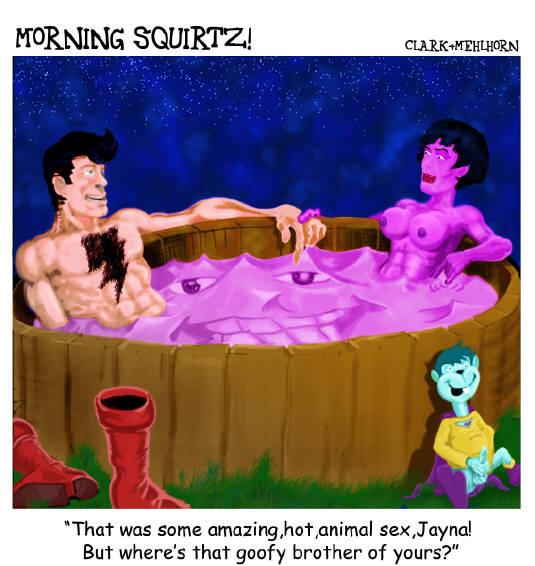 Super hero hot tub party wonder twin sex shazaam sex monkey spanking