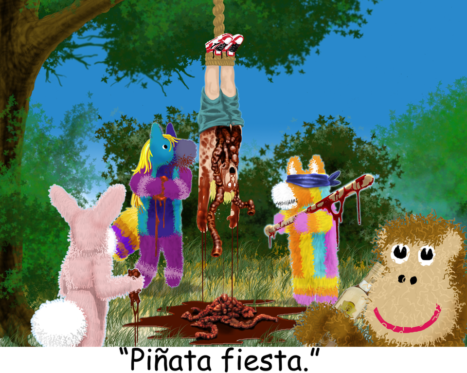 Pinata fiesta brutal goery funny humor guts candy Mexiacan celebration animals death wtf odd