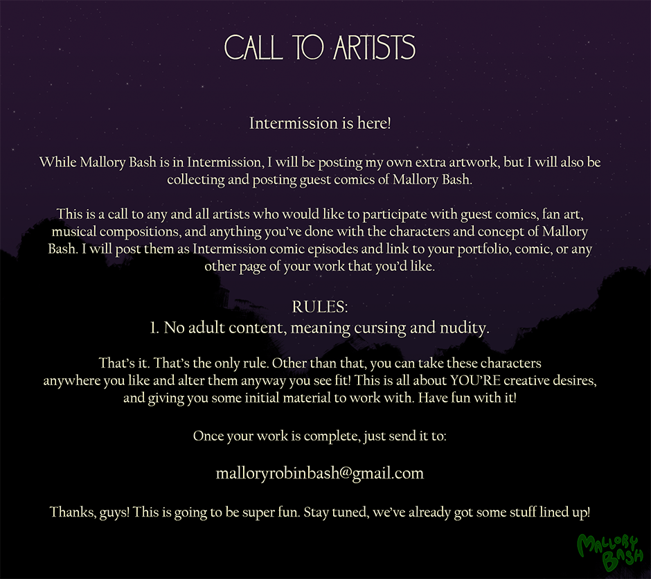 Intermission: Call To Artists!