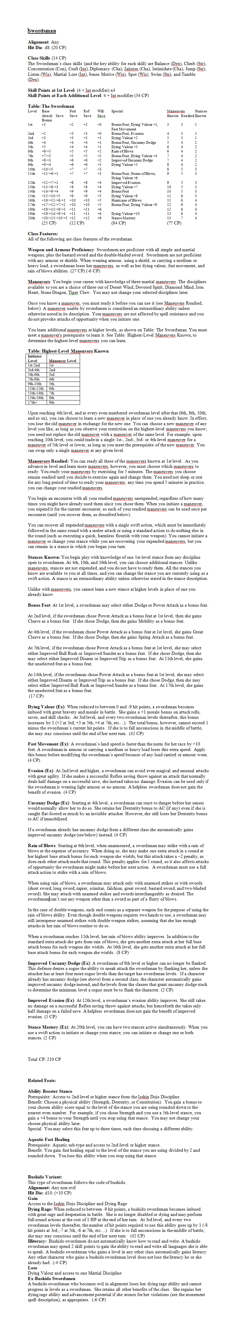 EXTRA - Swordsman Custom Class