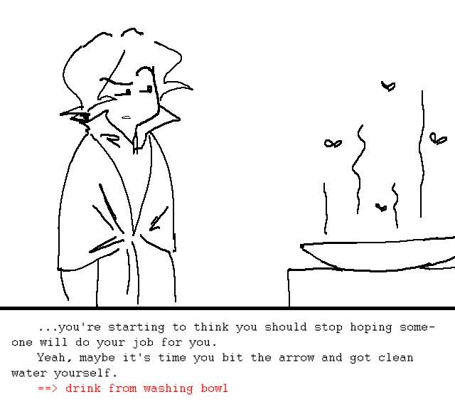 Text Adventure 9: wash face in washing bowl