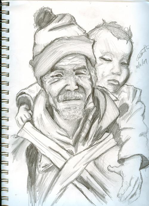 old chinese man with child