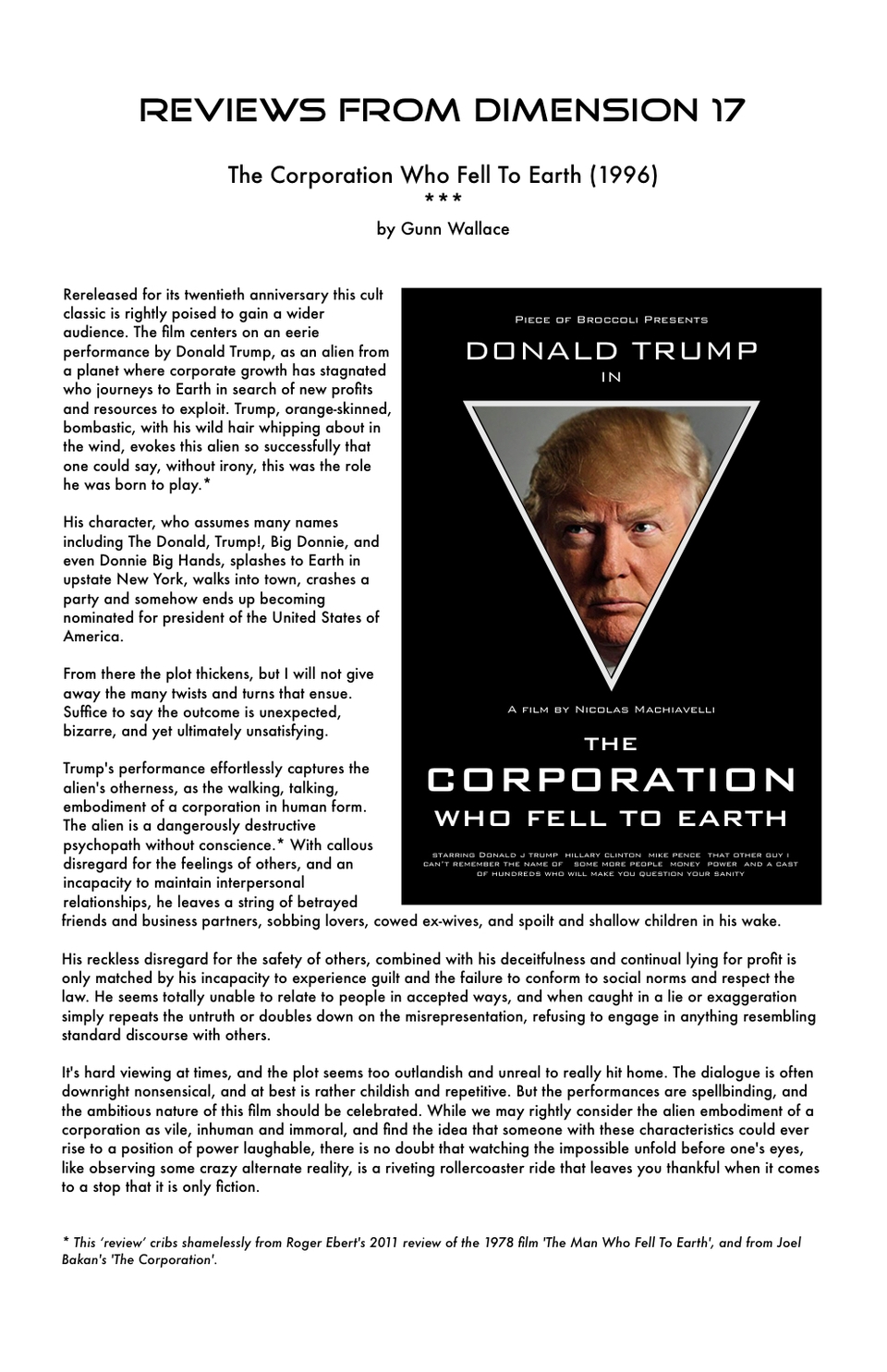 Reviews from Dimension 17 (one)