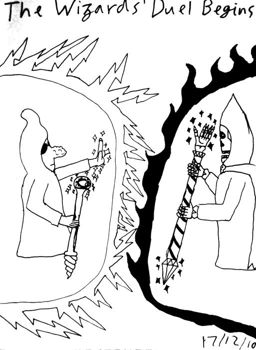 The wizards' duel begins!