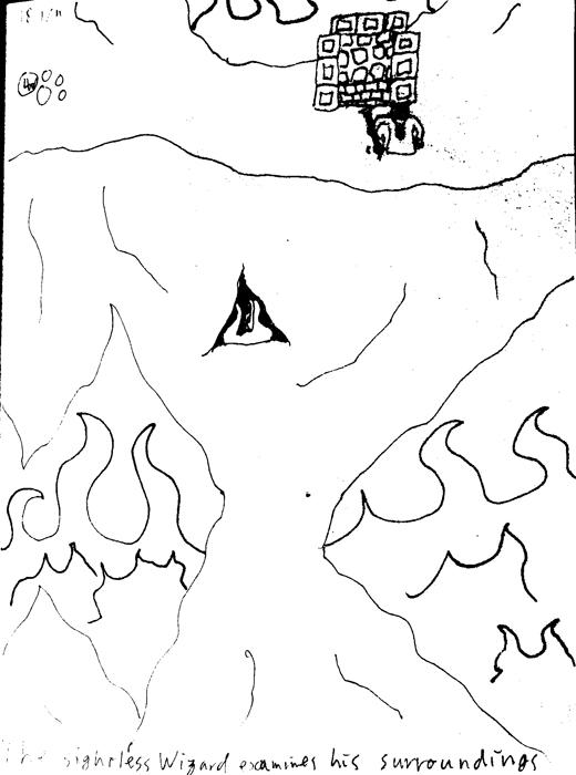 The Sightless Wizard surveys his surroundings