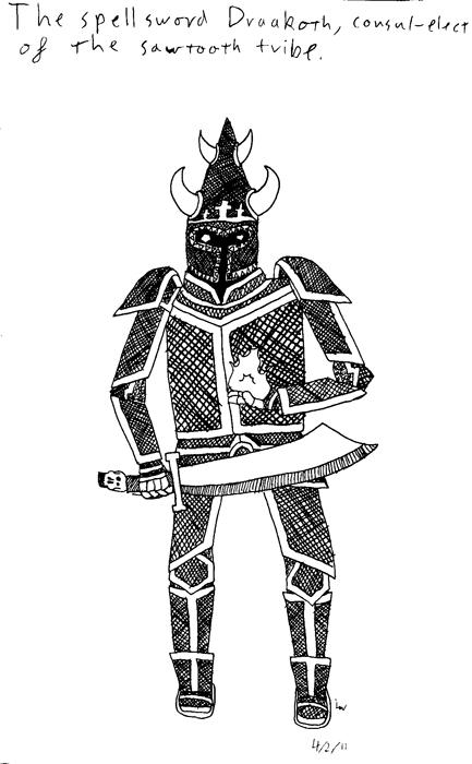 The Spellsword Draakoth, consul-elect of the sawtooth tribe