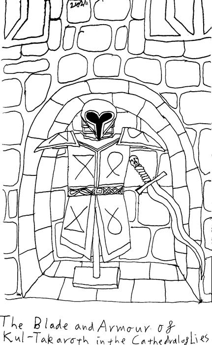 The Blade and Armour of Kul-Takaroth, in the cathedral of lies