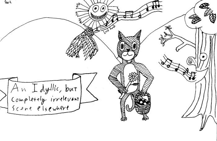 An idyllic, but completely unrelated scene elsewhere.