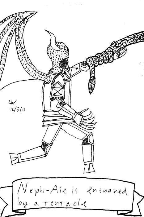 Neph-Aie is ensnared by a tentacle.