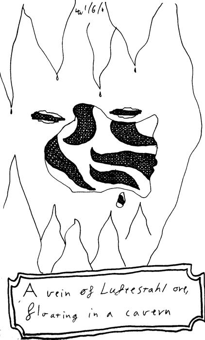 A vein of Luftestahl Ore, floating in a cavern.