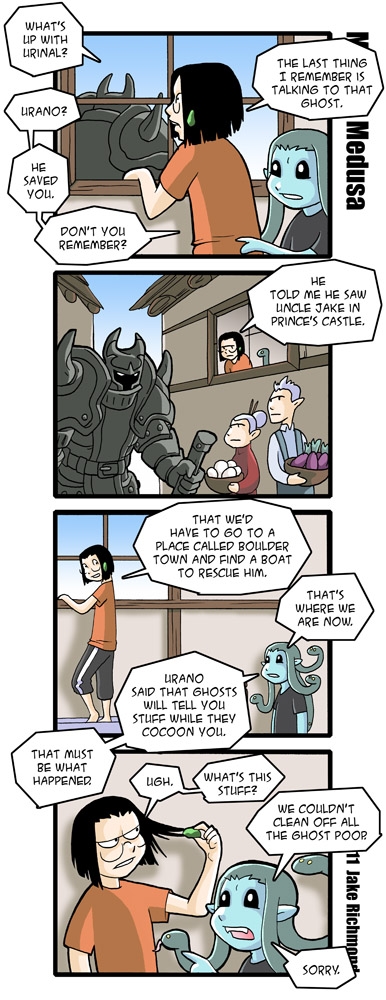 Waking up in a strange place.