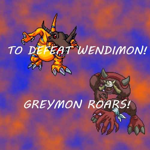 To Defeat Wendimon! Greymon Roars!
