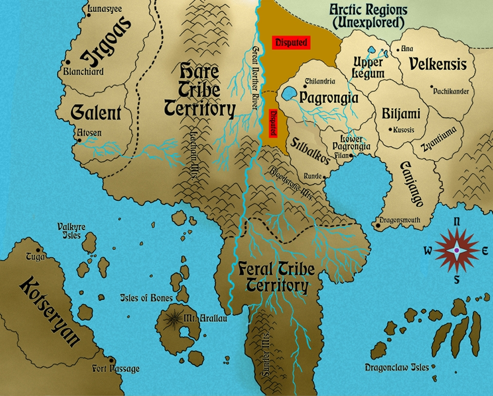 A Map Of the Explored Regions Of Lusynda's World