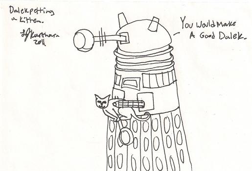 Dalek petting kitten