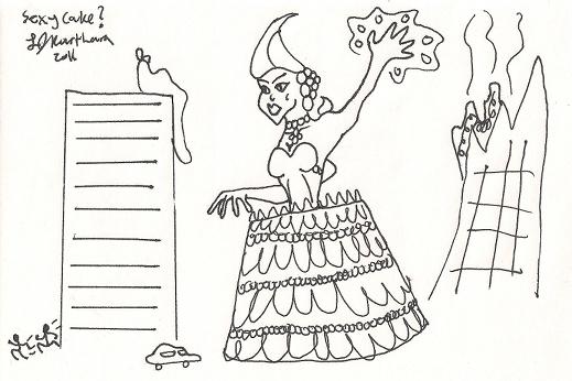 Huge sexy cake attacking the city