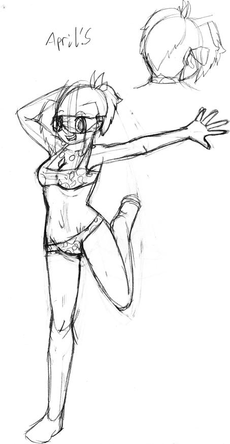 Costume design: Aprils Swimming look