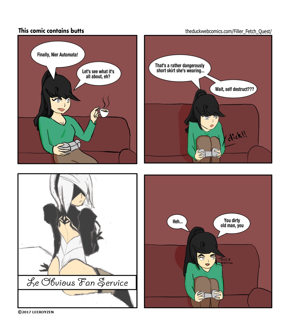 This comic contains butts