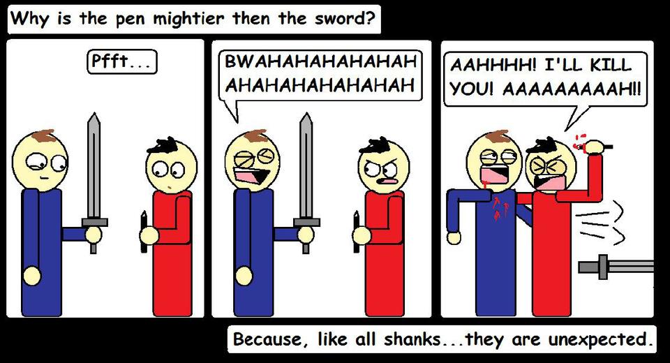 The pen, is indeed, mightier then the sword.