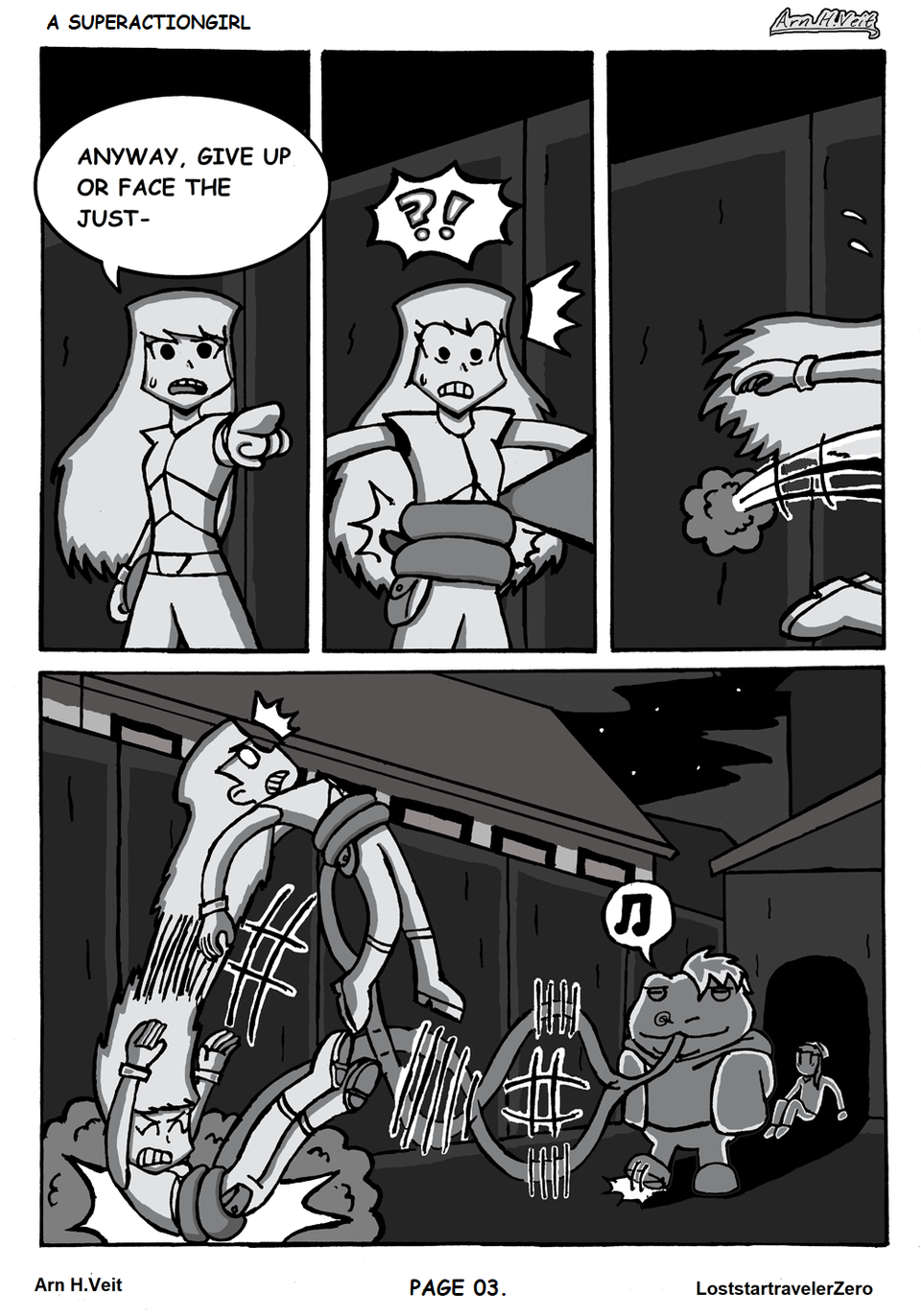 A SuperActionGirl Chapter 01. Page 03. SuperActionGirl vs Monster-Frog.