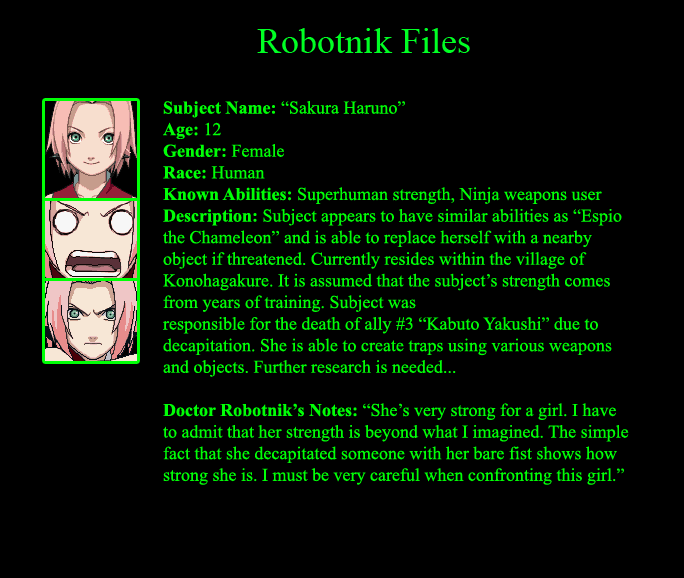 - Robotnik Files: Sakura Haruno -