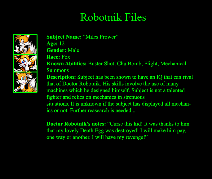 - Robotnik Files: Miles Prower -