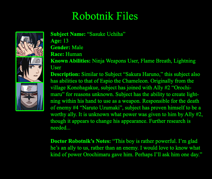 - Robotnik Files: Sasuke Uchiha -