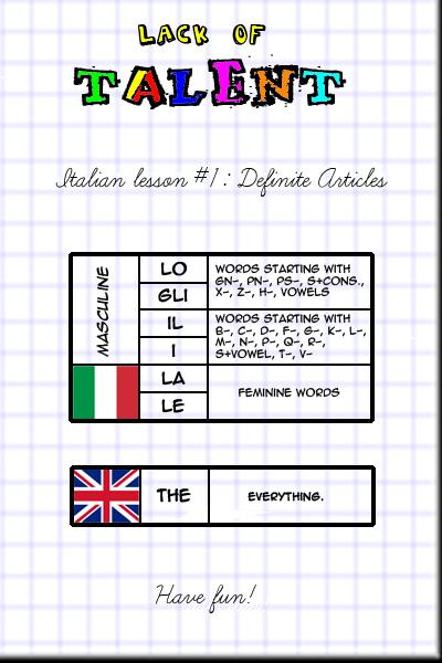 Italian Lesson #1: Articles