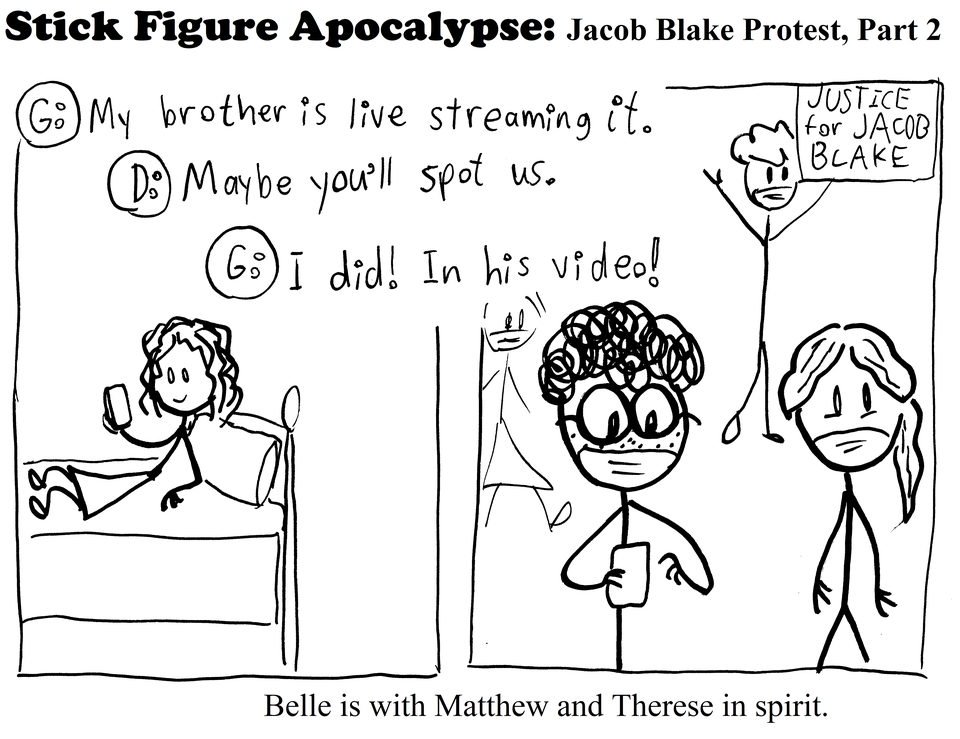 Belle joins the protest remotely