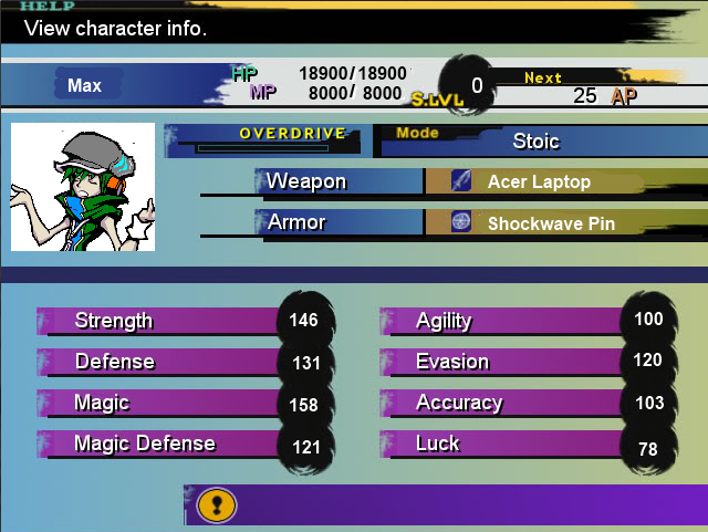FFX Character Screen