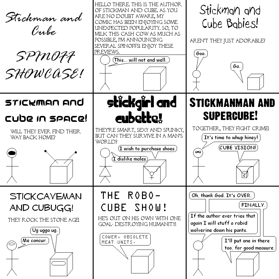  The Stickman and Cube Spinoff Showcase! Or, The Author Gets Greedy.