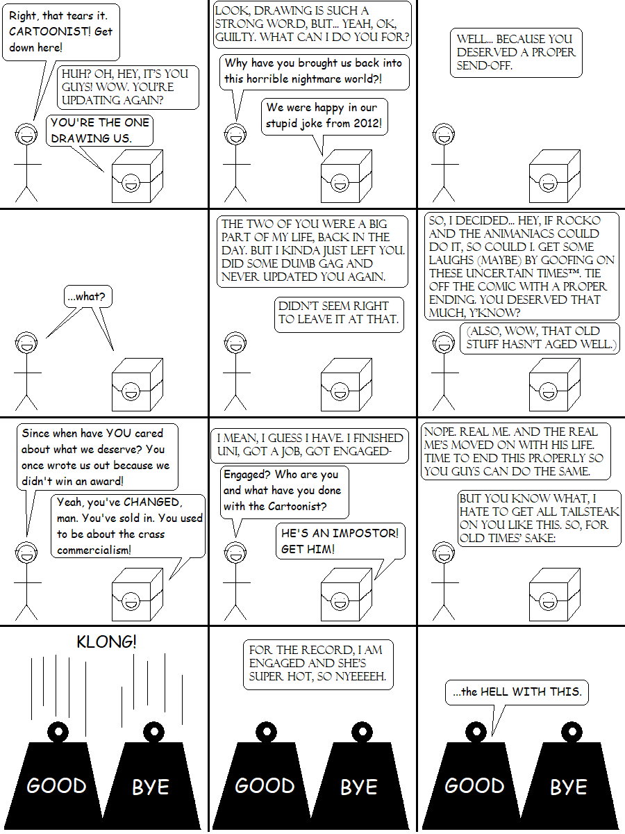 A Weighty Discussion. Or, Sticko's Modern Life: Static Cube #11.