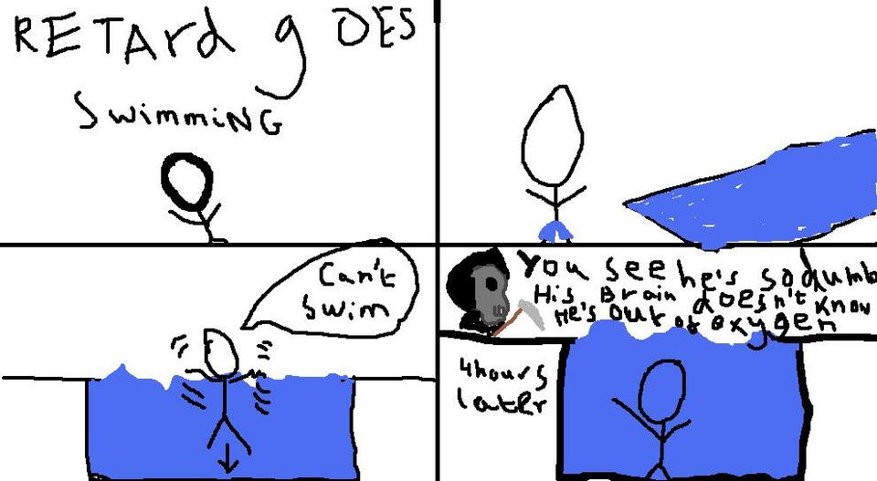 Retarded Kid goes Swimming