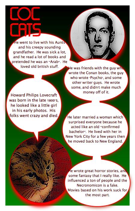 CoC Cats & H.P. Lovecraft: Part two, "The Life & Times of HPL" by Kafka