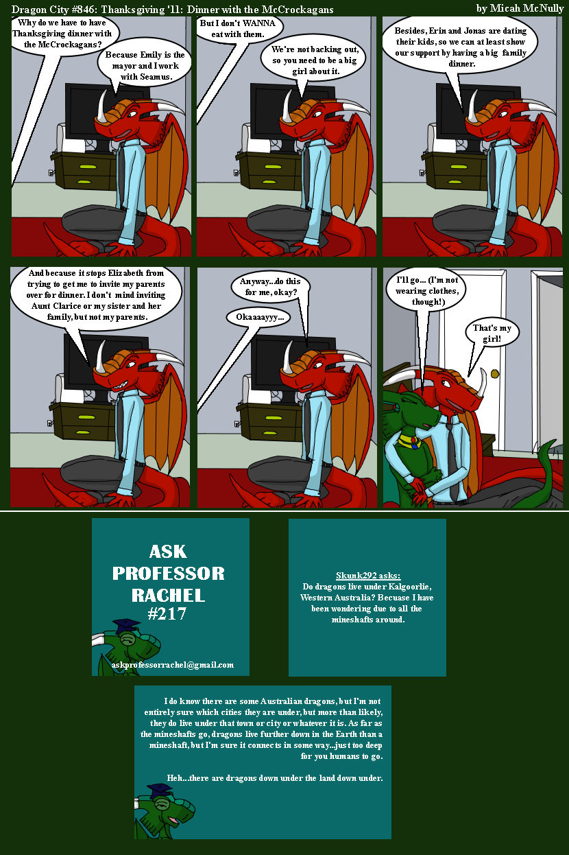 846. Thanksgiving '11: Dinner with the McCrockagans (With Ask Professor Rachel 217)