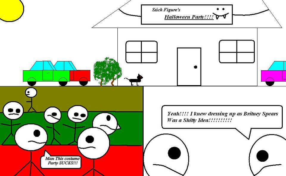 Hallowwen party in stick figure town