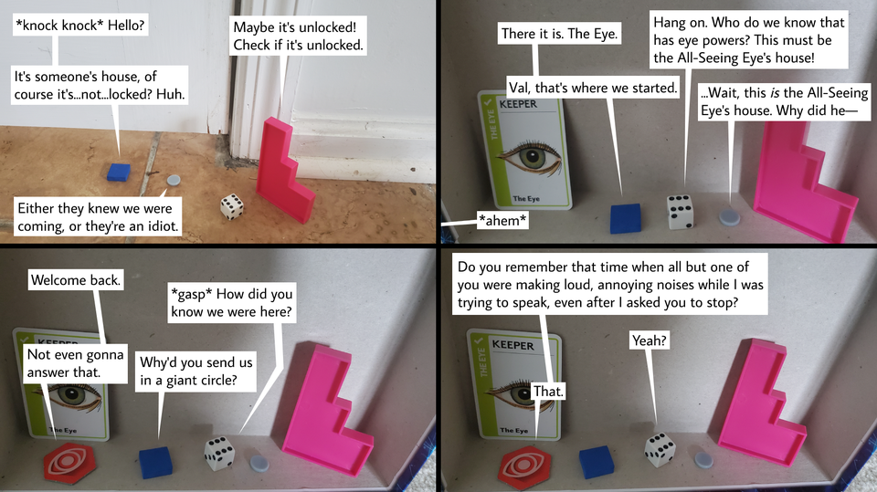 Strip 125: Something Comparing Going in Circles with the Shape that Pupils Are or Something