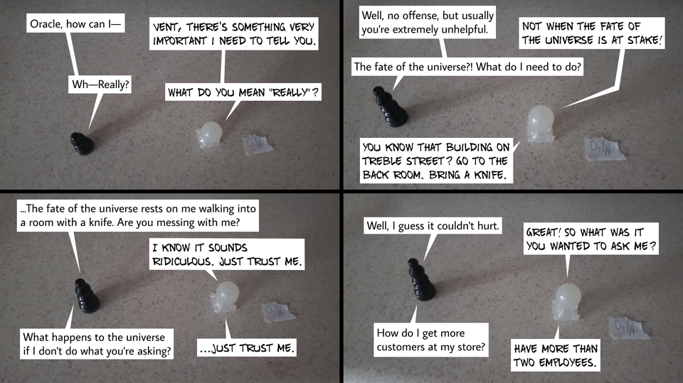 Strip 149: Knives, Fate, and Awkward Angles