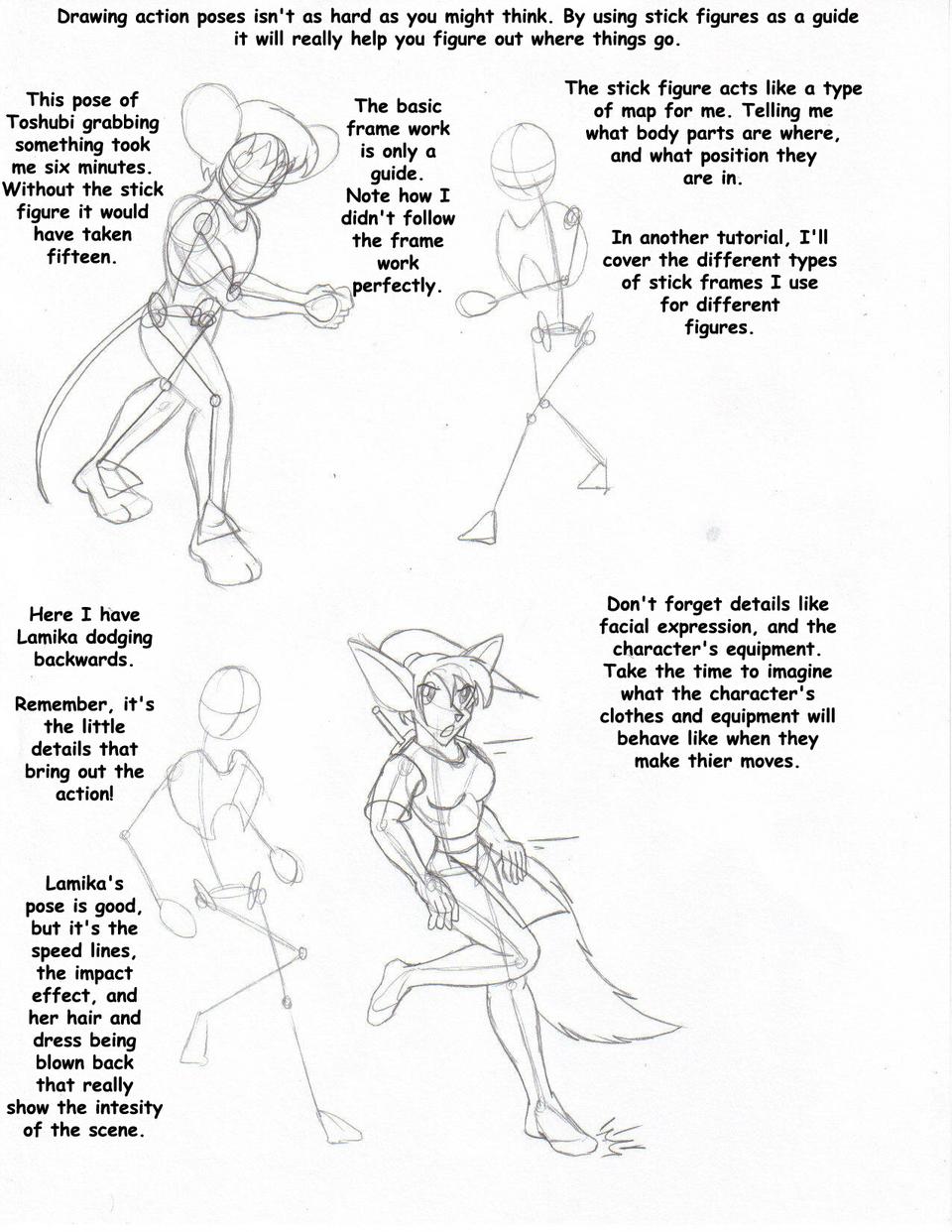 Action poses 2. Using stick figures.